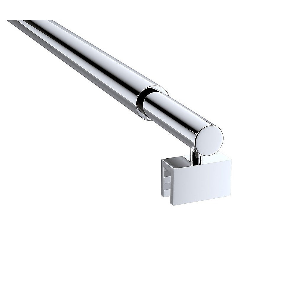 80cm Reeded Single Shower Glass Screen with Chrome U-brackets & Round Pole