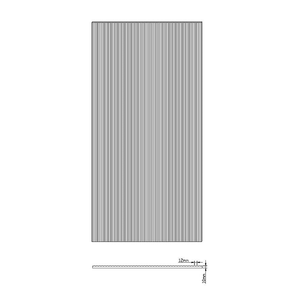 90cm Reeded Single Shower Glass Screen with Chrome Wall U-Brackets