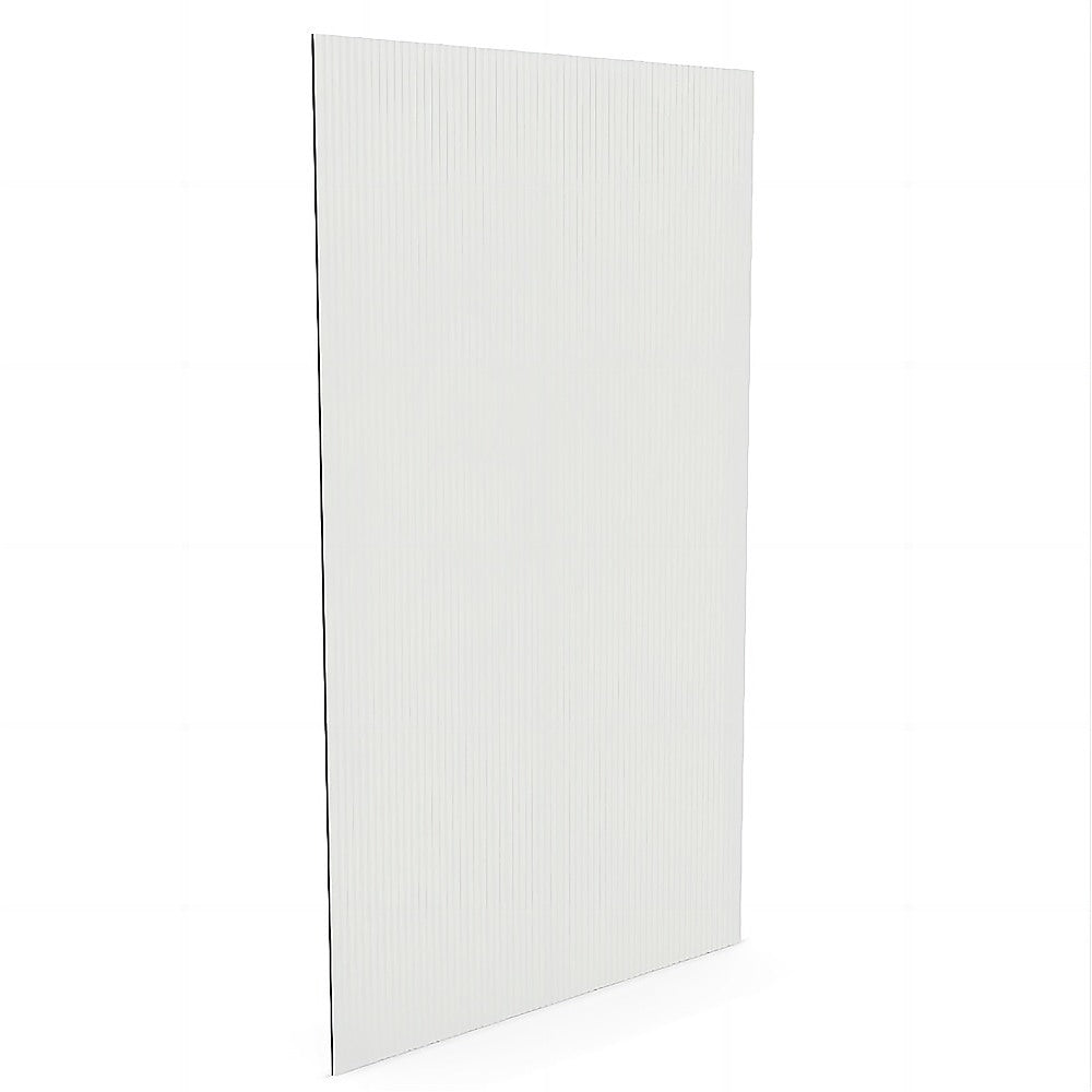 90cm Reeded Single Shower Glass Screen with White Wall U-Brackets