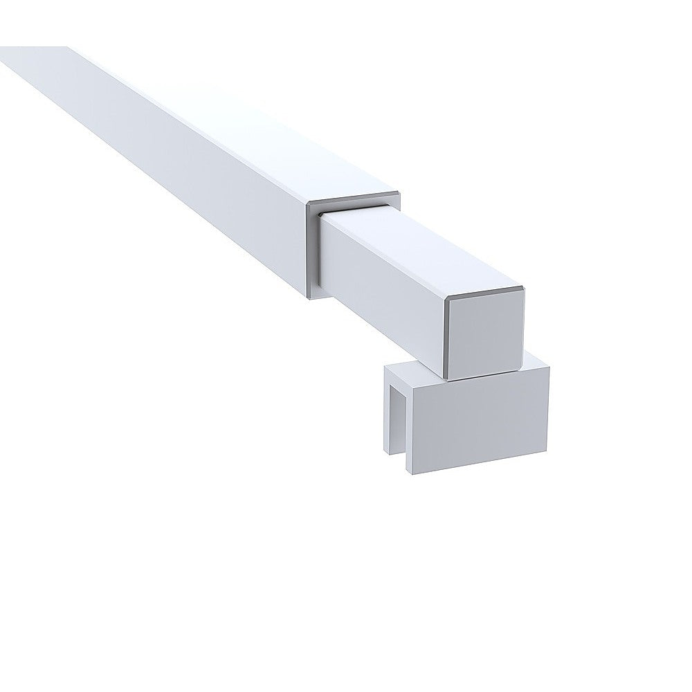 90cm Reeded Single Shower Glass Screen with White F-brackets & Square Pole