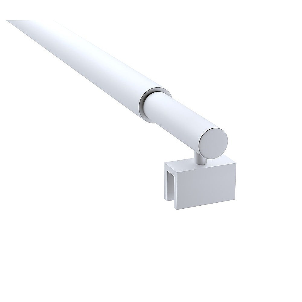 90cm Reeded Single Shower Glass Screen with White F-brackets & Round Pole