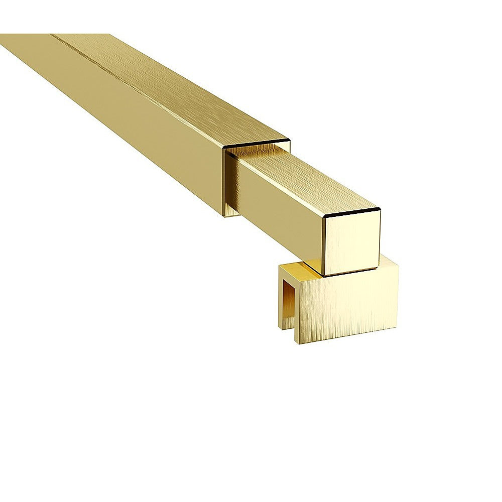 70cm Reeded Single Shower Glass Screen with Gold Wall Channel & Square Pole