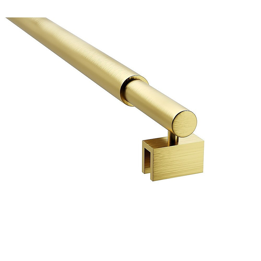 80cm Reeded Single Shower Glass Screen with Gold Wall Channel & Round Pole