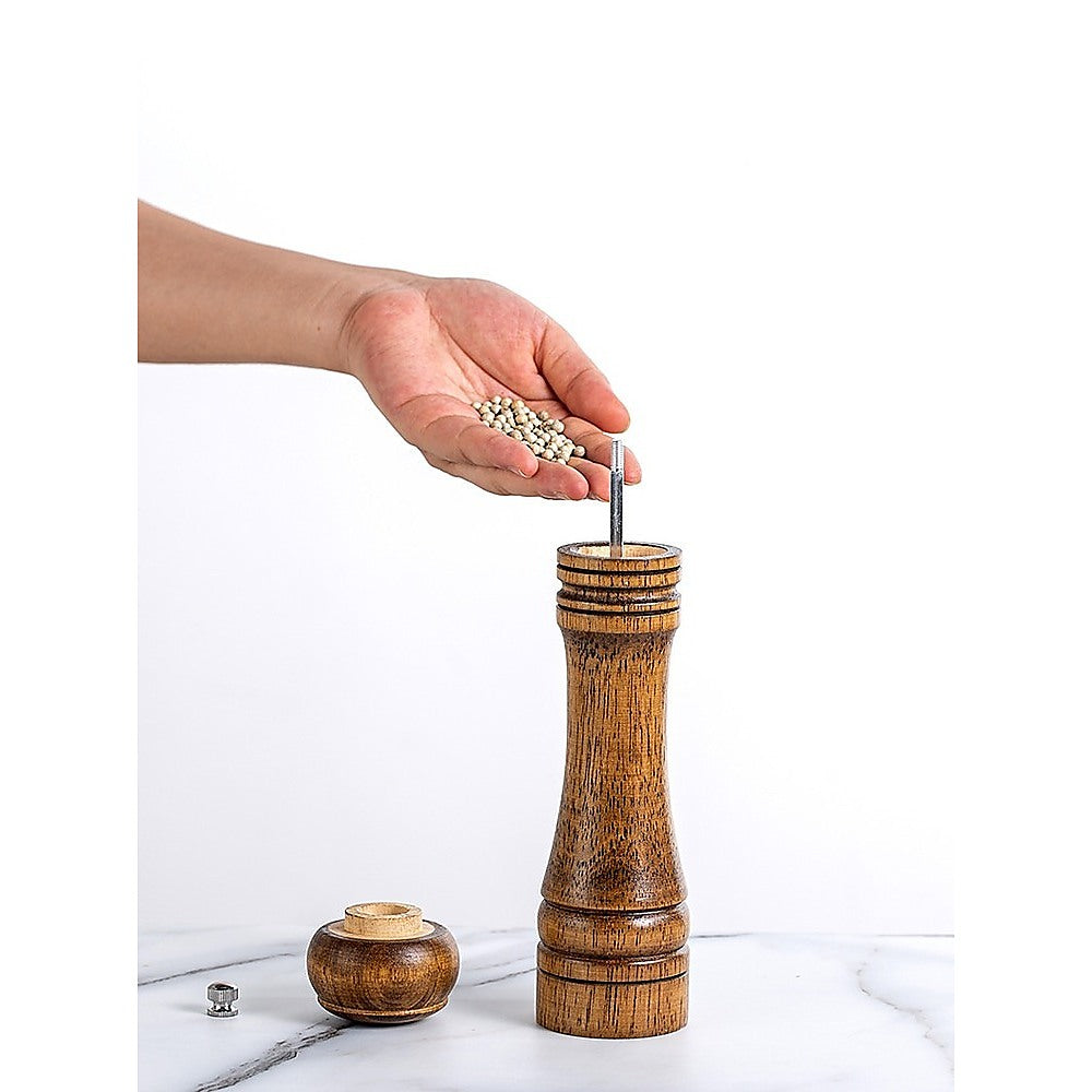 8" Wooden Salt and Pepper Grinder Adjustable Manual Wood Ceramic Core