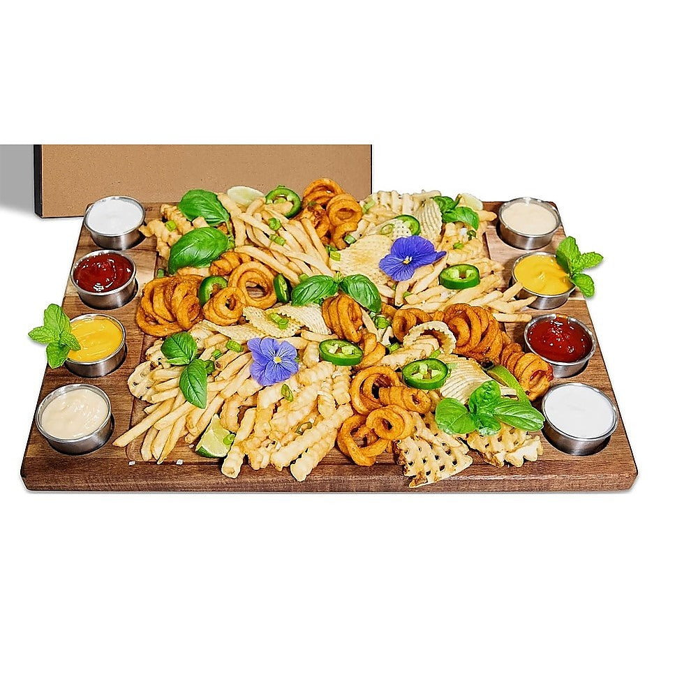 Serving Tray Double Sided Charcuterie Board 8 Sauce Cups Gift