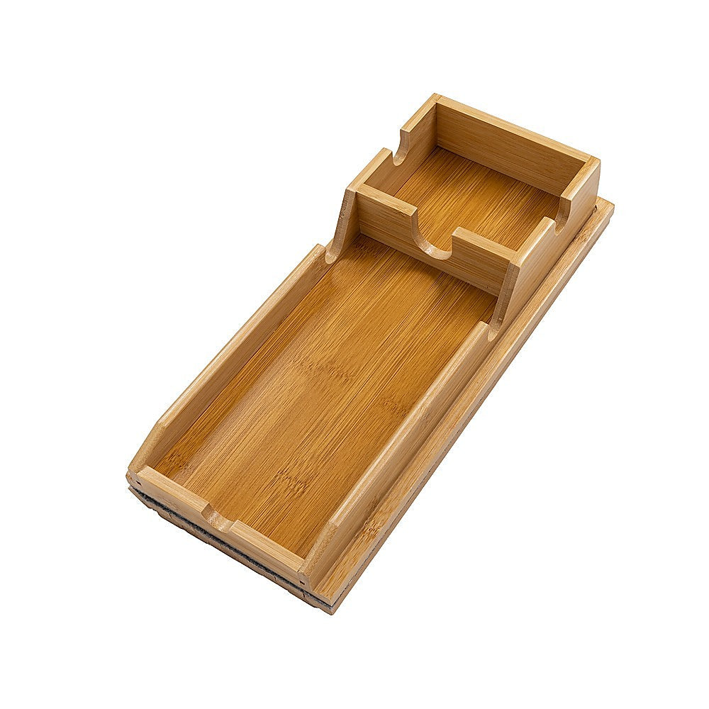 Bamboo Sofa Arm Tray Couch Phone Holder Anti-Slip for Snacks Drinks