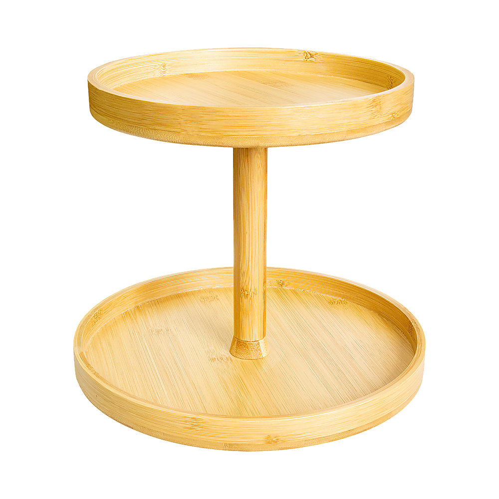 2-Tier Bamboo Lazy Susan Turntable Organizer for Kitchen Counter Cabinet