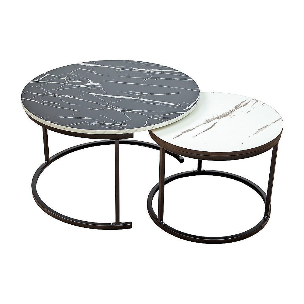 Coffee Table Round Marble Nesting Side Furniture