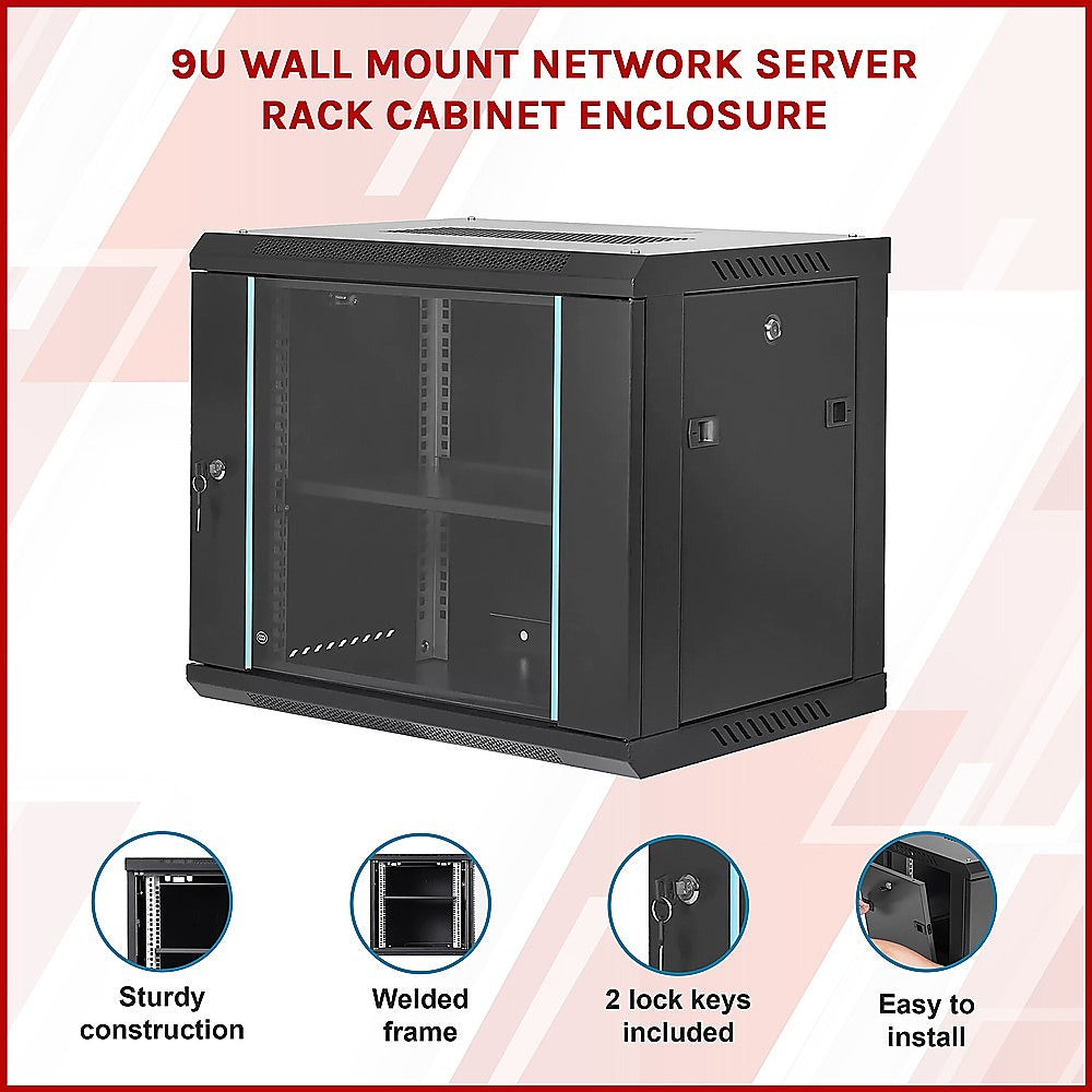 9U Wall Mount Network Server Rack Cabinet Enclosure