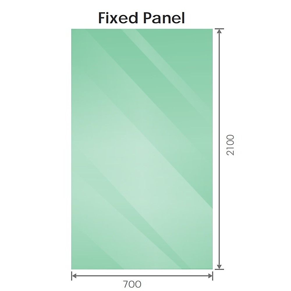 70x210cm Glass Shower Screen with Gold F-Brackets and Round Pole