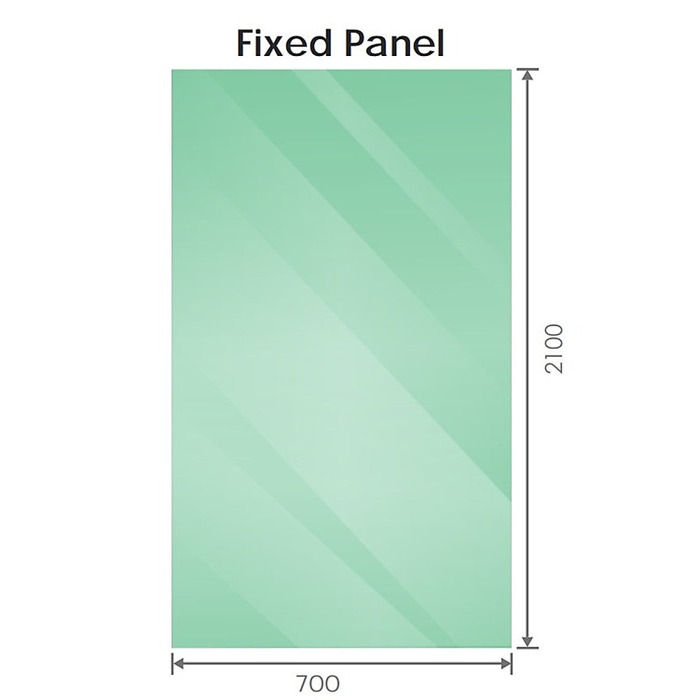 70x210cm Single Shower Glass Screen with Nickel F-brackets & Square Pole