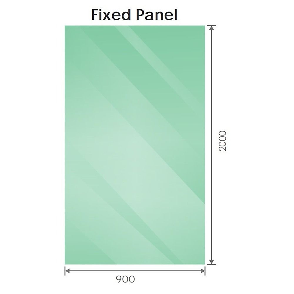 90x200cm Glass Shower Screen with Gold F-Brackets and Round Pole
