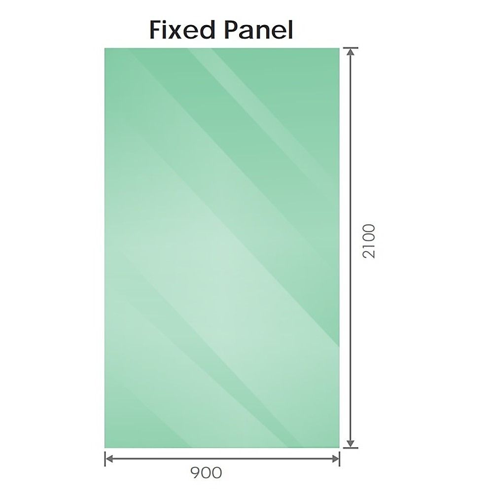 90x210cm Glass Shower Screen with Gold F-Brackets and Square Pole