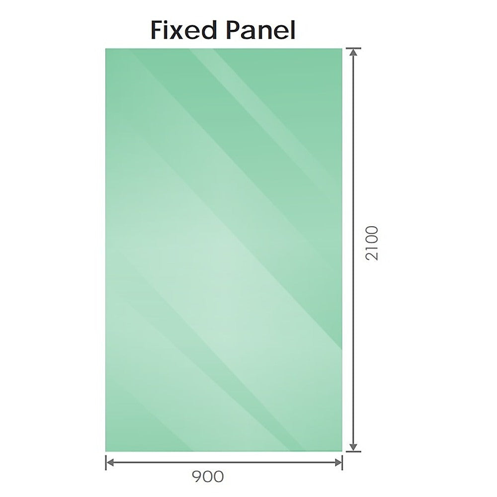 90x210cm Single Shower Glass Screen with Nickel F-brackets & Square Pole