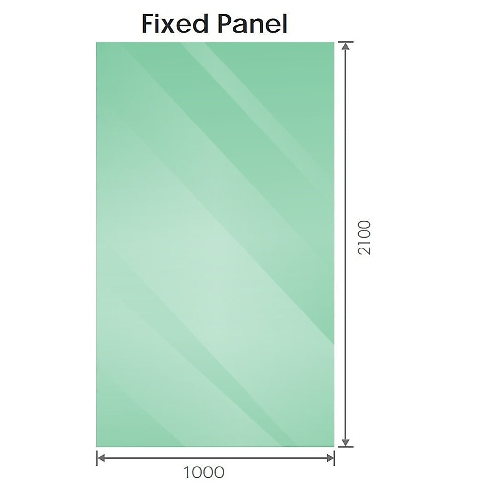 100x210cm Single Shower Glass Screen with White Wall & Floor U Brackets