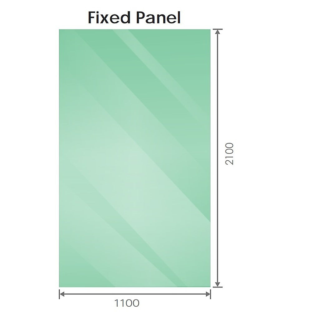 110x210cm Single Shower Glass Screen with Chrome Wall U-Brackets