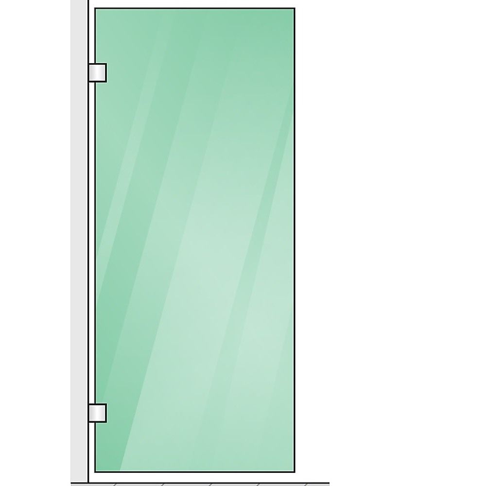 110x210cm Glass Shower Screen with Black F-Brackets and Square Pole