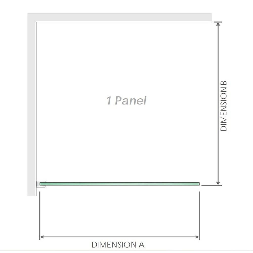 110x210cm Glass Shower Screen with Black F-Brackets and Square Pole