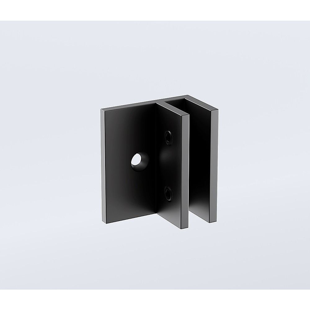 110x210cm Glass Shower Screen with Black F-Brackets and Square Pole
