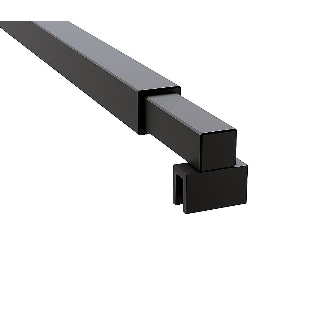 110x210cm Glass Shower Screen with Black F-Brackets and Square Pole