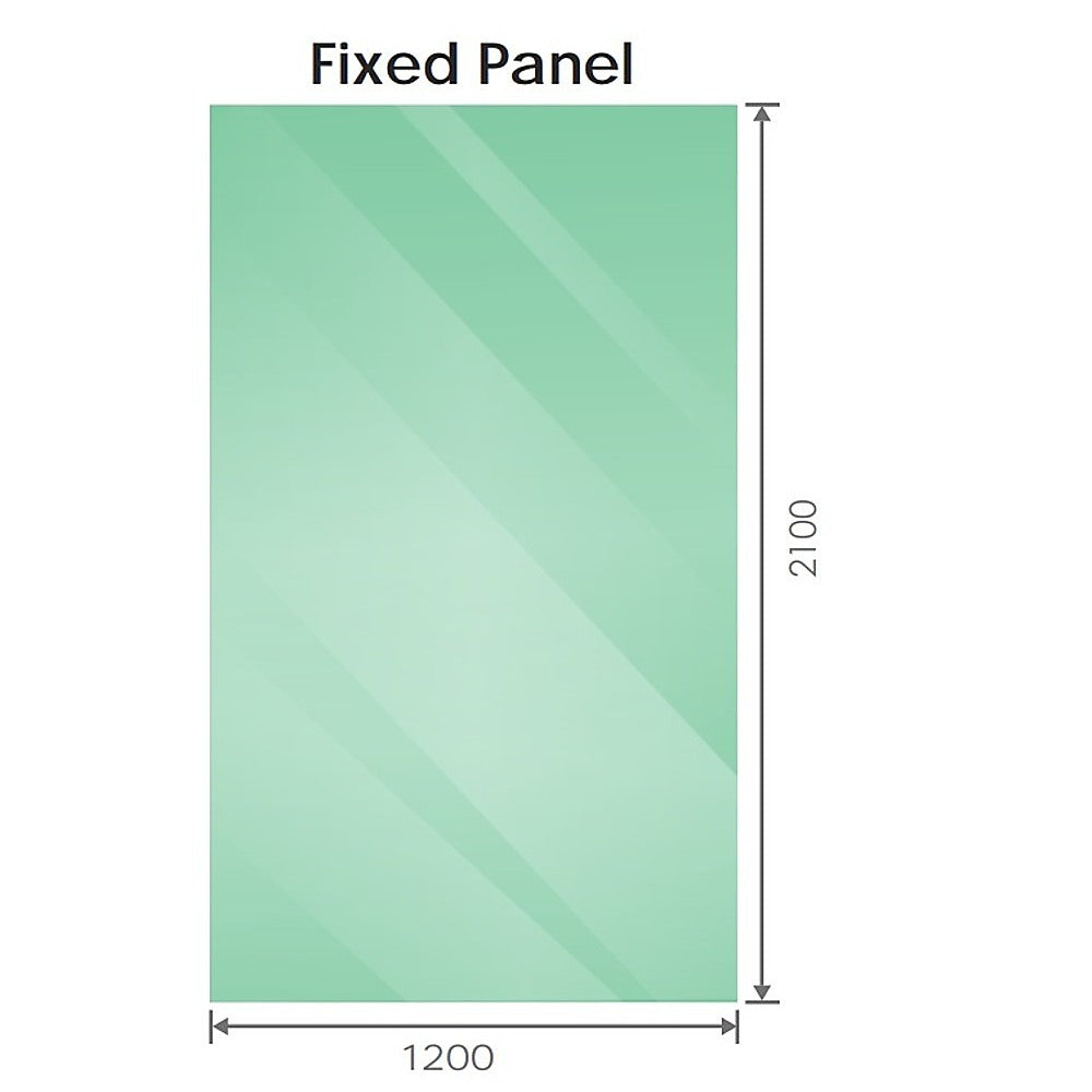 120x210cm Single Shower Glass Screen with Chrome Wall U-Brackets