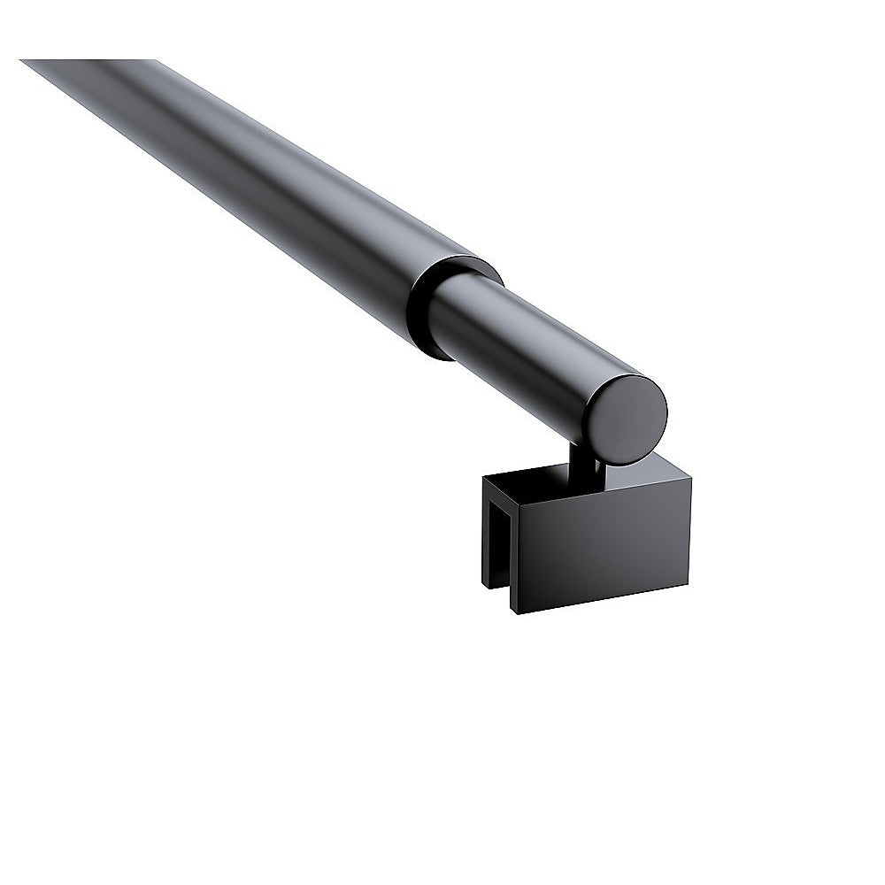 90x210cm Glass Shower Screen with Black Wall Channel & Round Pole