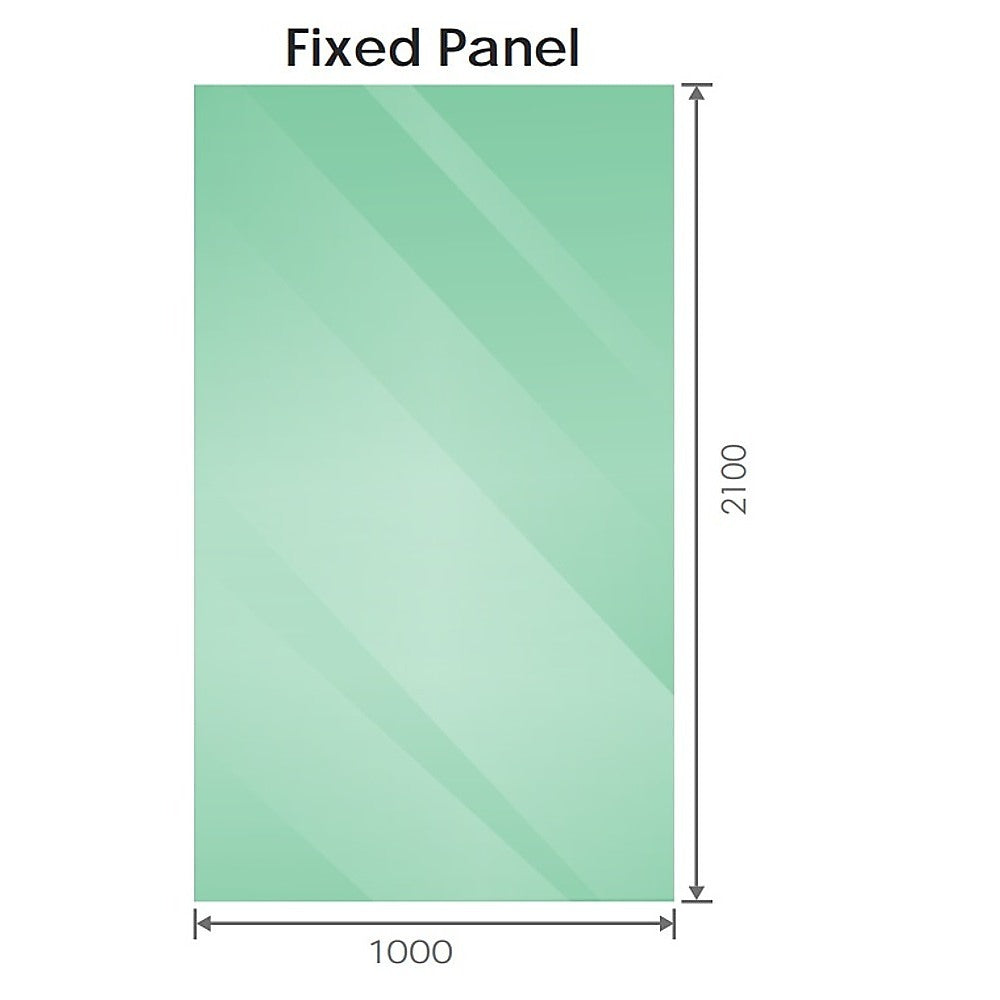 100x210cm Glass Shower Screen with White Wall Channel & Square Pole