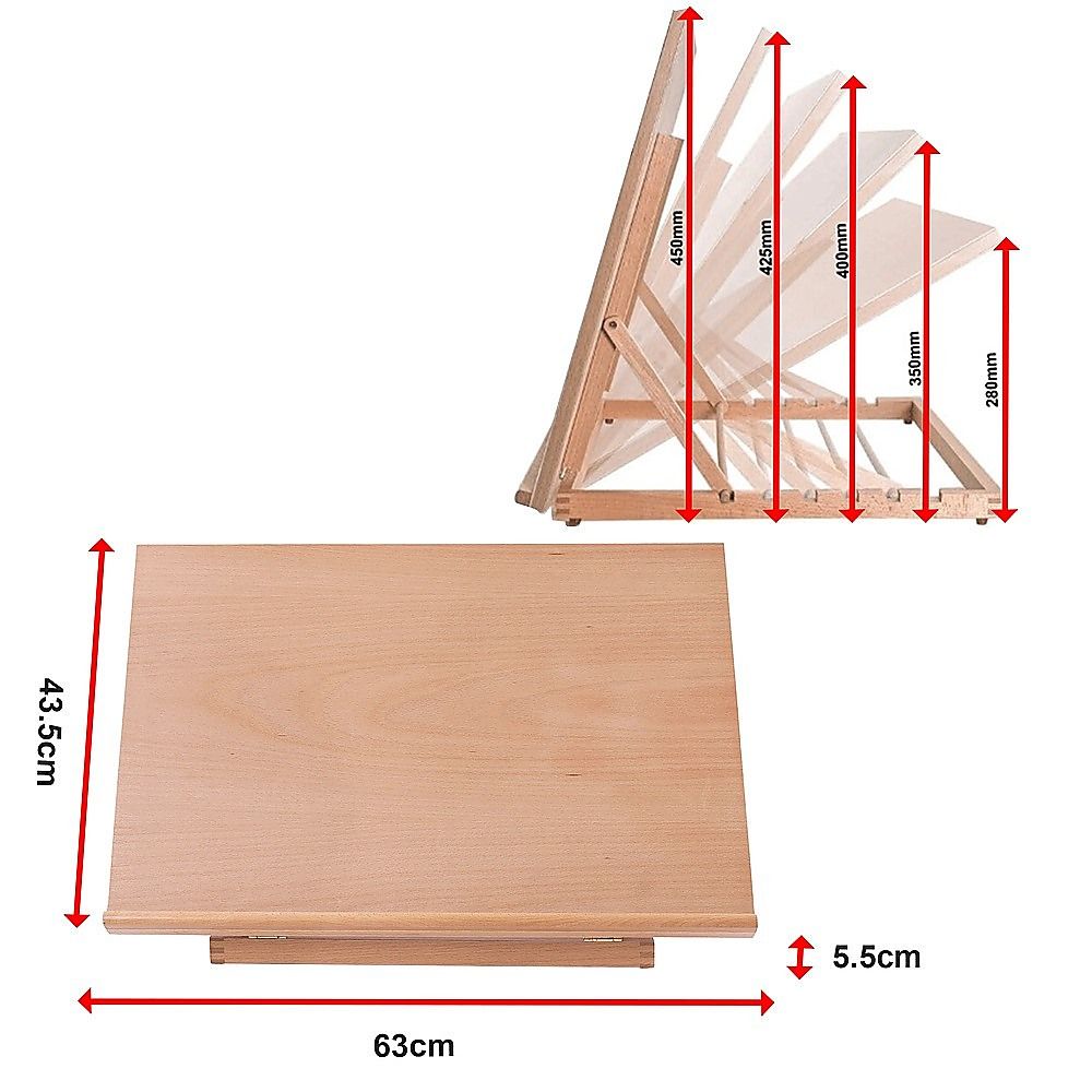 A2 Art & Craft Easel Table Wooden Drawing Board Artist Adjustable WorkStation
