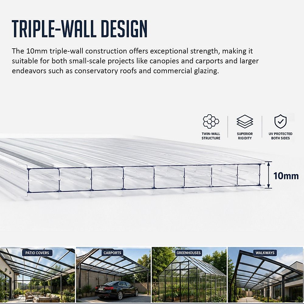 Polycarbonate Roofing Sheets – 105x210x1cm Clear Panels, 5 Pack