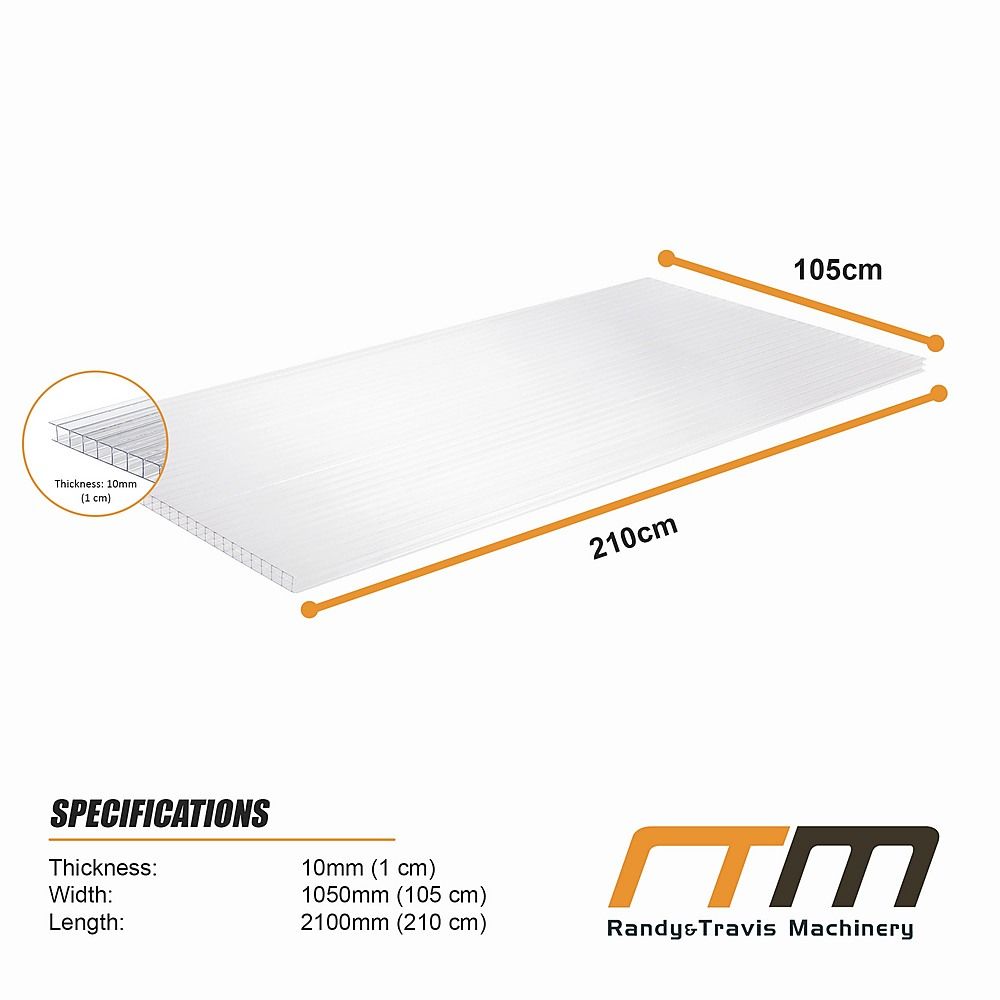 Polycarbonate Roofing Sheets – 105x210x1cm Clear Panels, 5 Pack
