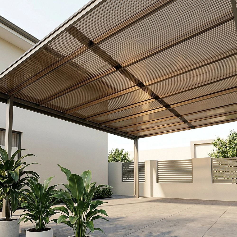 Polycarbonate Roofing Sheets – 105x210x1cm Tinted Bronze Panels, 5 Pack