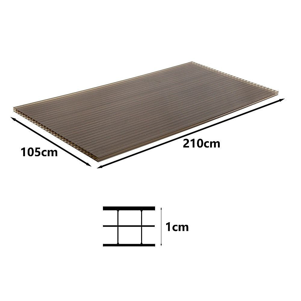 Polycarbonate Roofing Sheets – 105x210x1cm Tinted Bronze Panels, 5 Pack