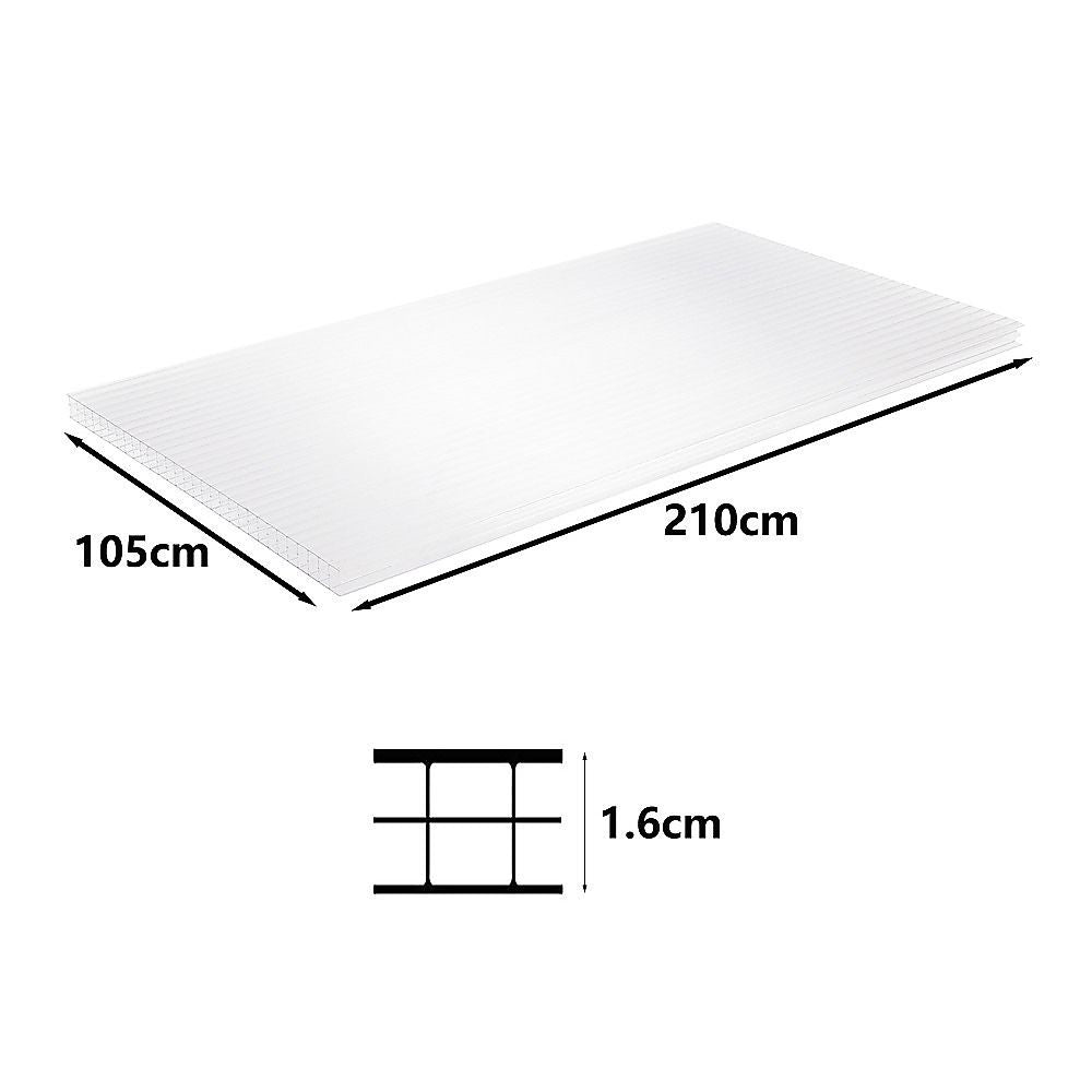 Polycarbonate Roofing Sheets – 105x210x1.6cm Clear Panels, 5 Pack