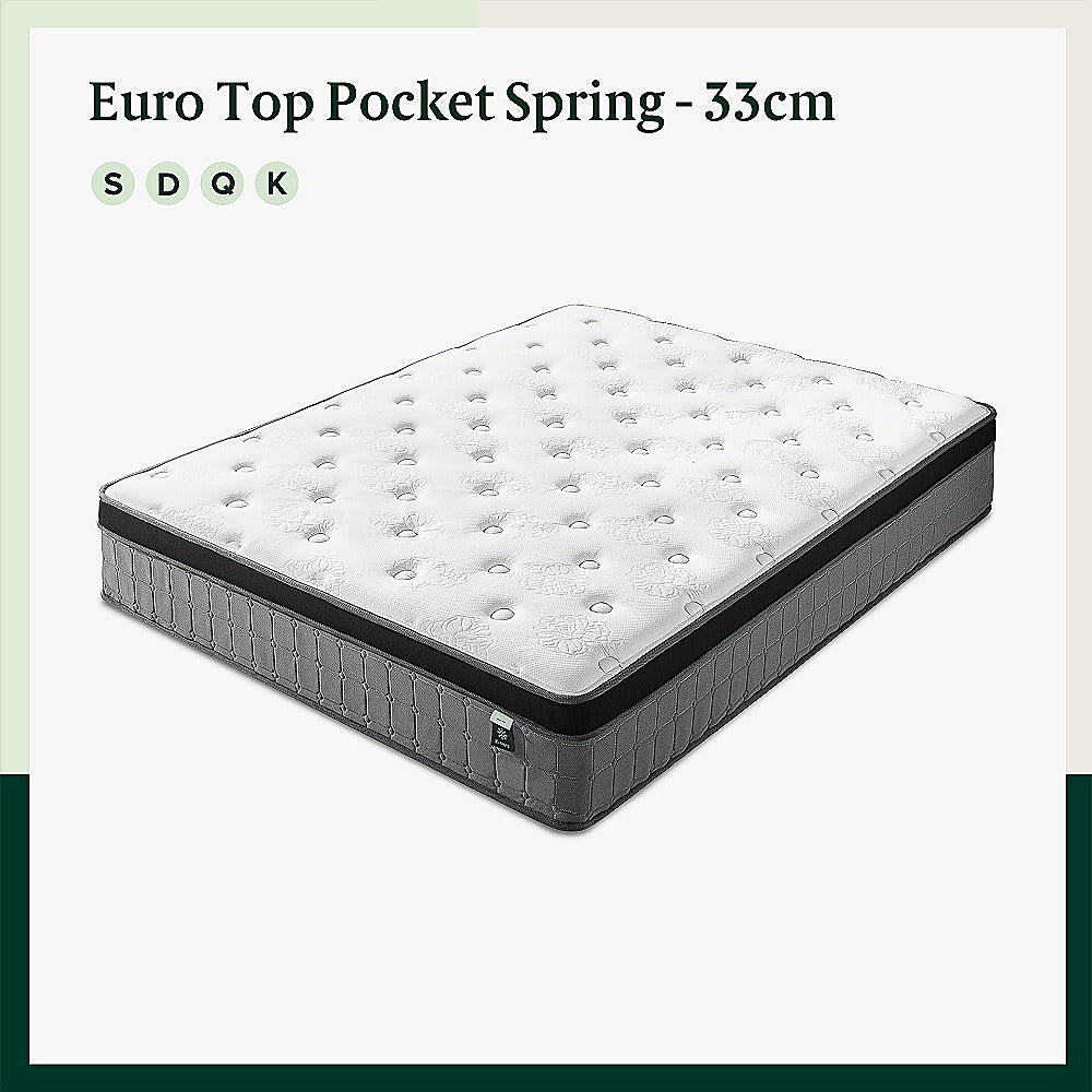 Mattress Single Euro Top Pocket Spring Motion Isolation CertiPUR-US Certified