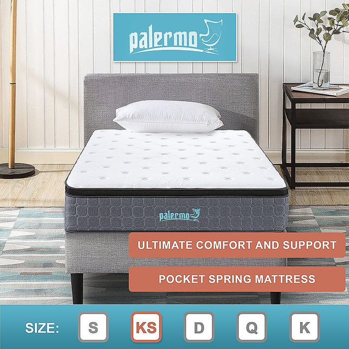 Mattress King Single Euro Top Pocket Spring Motion Isolation CertiPUR-