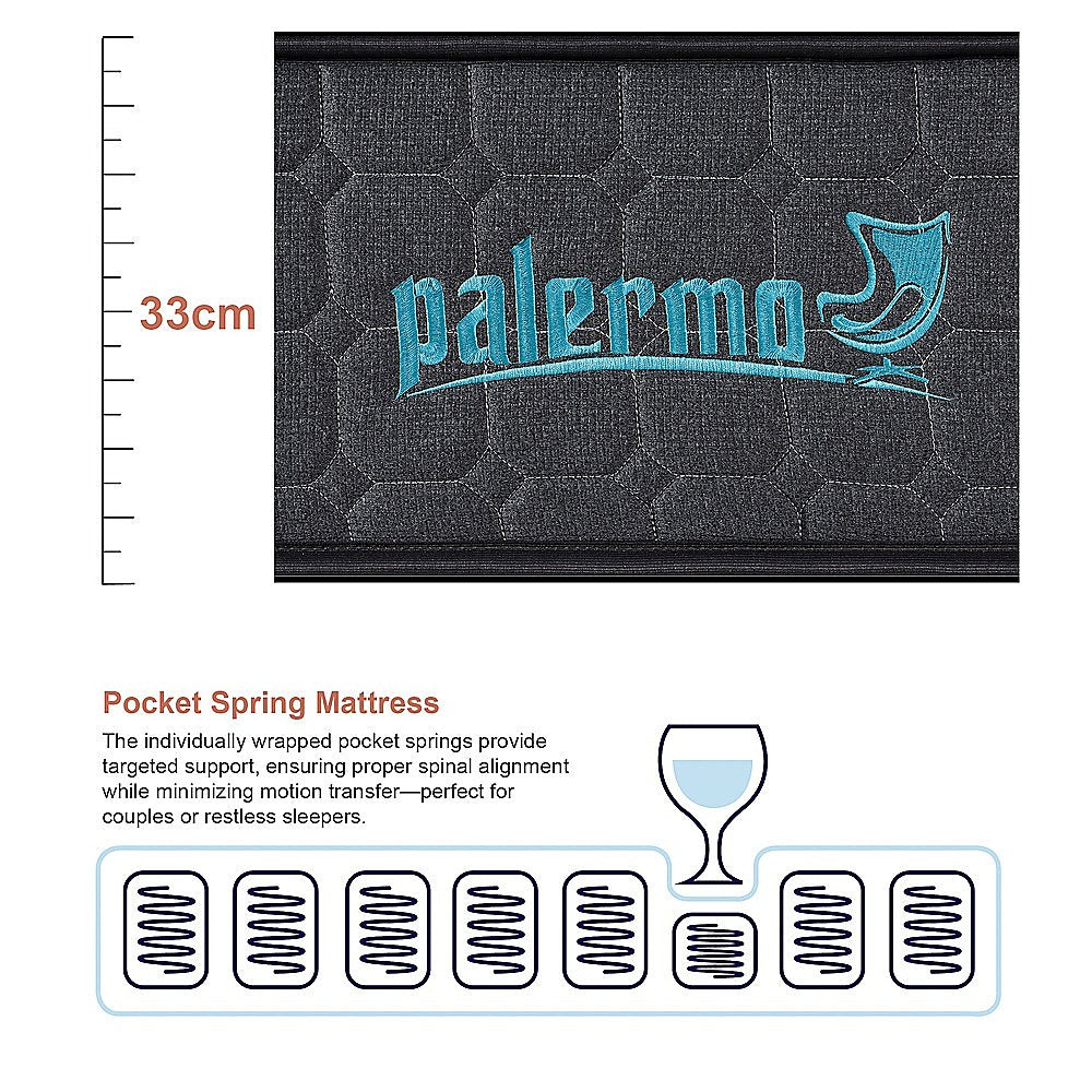 Mattress King Single Euro Top Pocket Spring Motion Isolation CertiPUR-