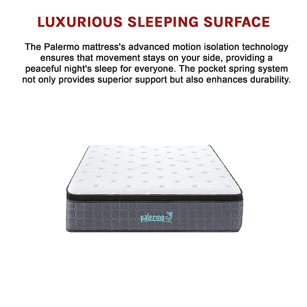 Mattress King Single Euro Top Pocket Spring Motion Isolation CertiPUR-