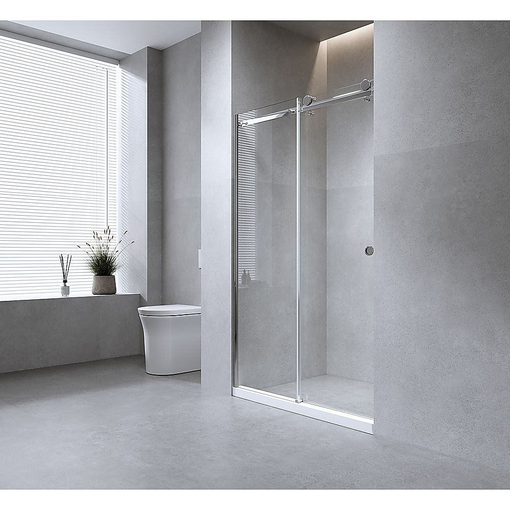 Frameless Glass Sliding Shower Door Hardware Rail Set Nickel