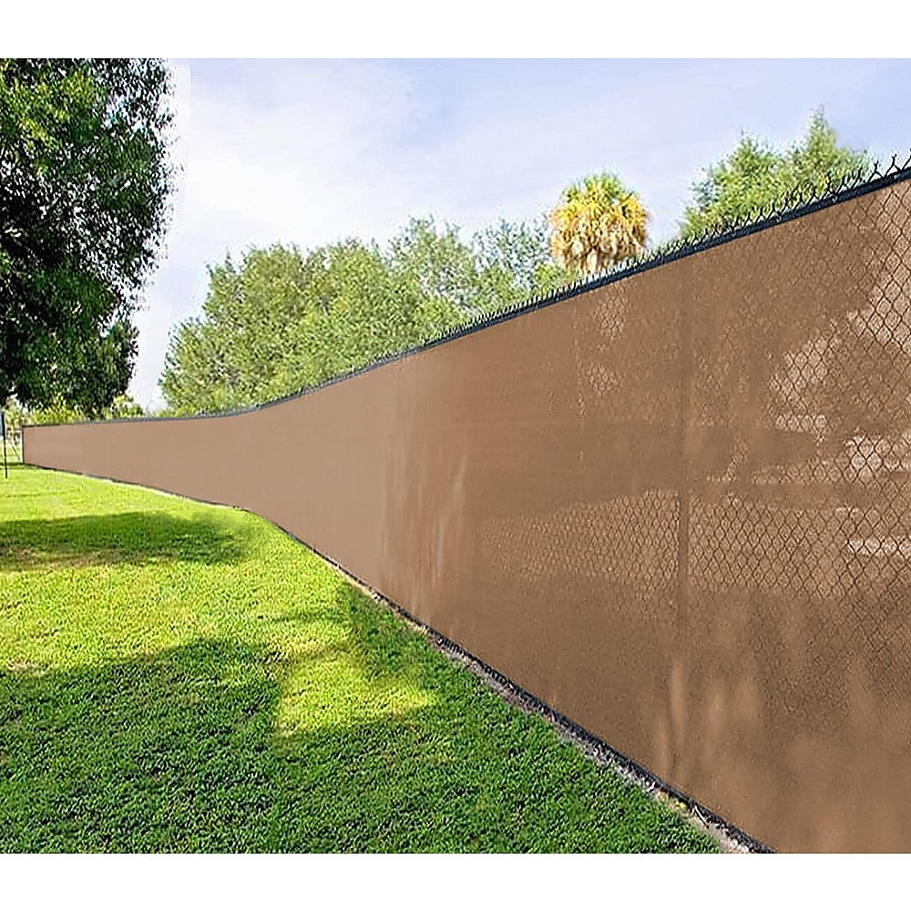 15m x 2m Fence Windscreen Privacy Screen Shade Cover Coffee Fabric Mesh Garden