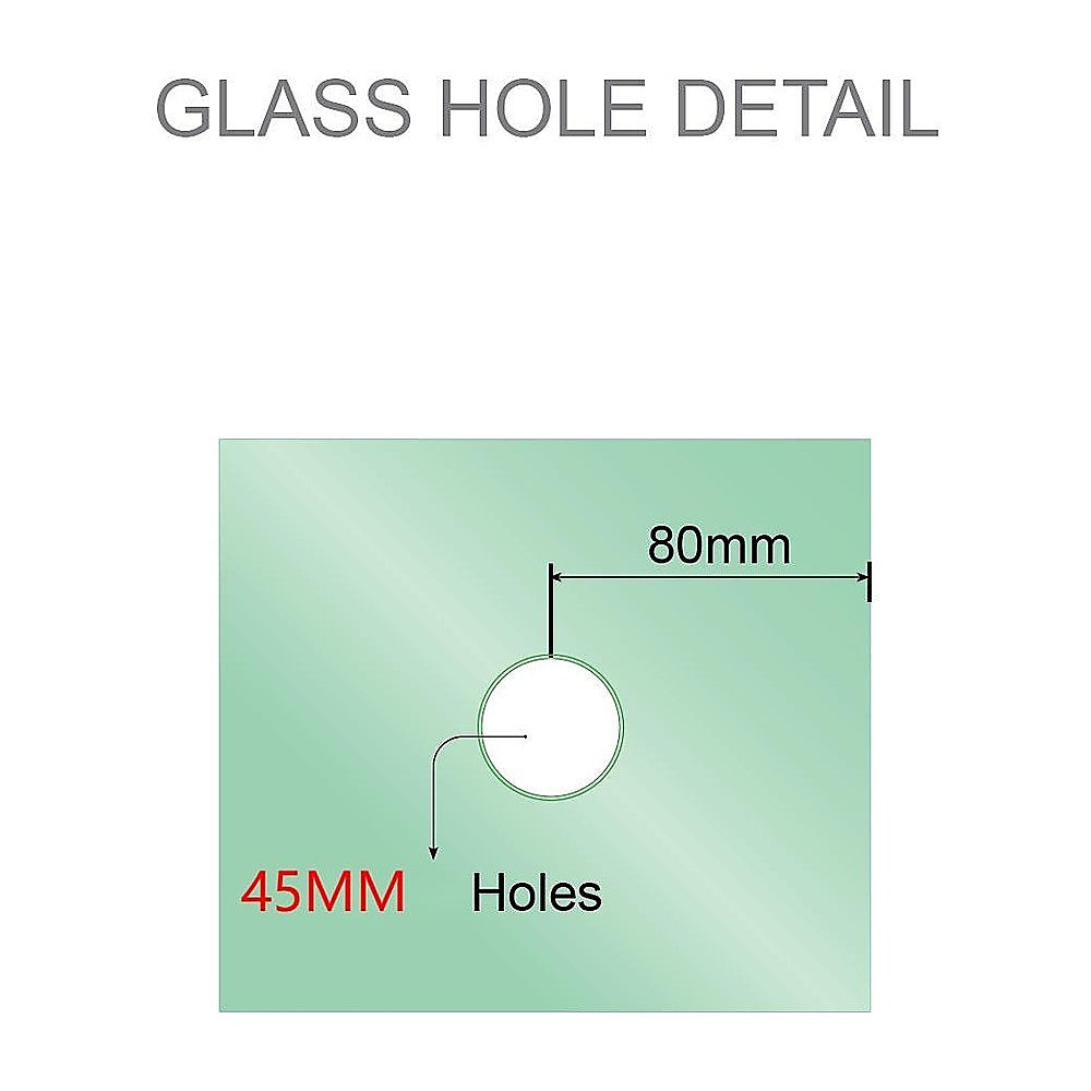 90cm Frameless Diamond Shower Screen with White Brackets and Brass Hinges, Round Handle