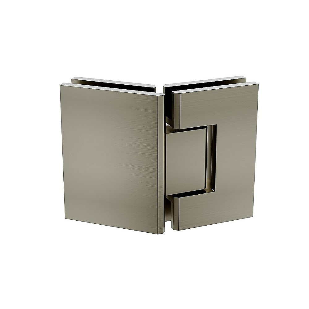 90cm Frameless Diamond Shower Screen with Gunmetal Brackets and Brass Hinges, Round Handle