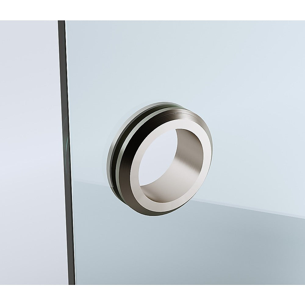 90cm Frameless Diamond Shower Screen with Nickel Channels and SS Hinges & Round Handle
