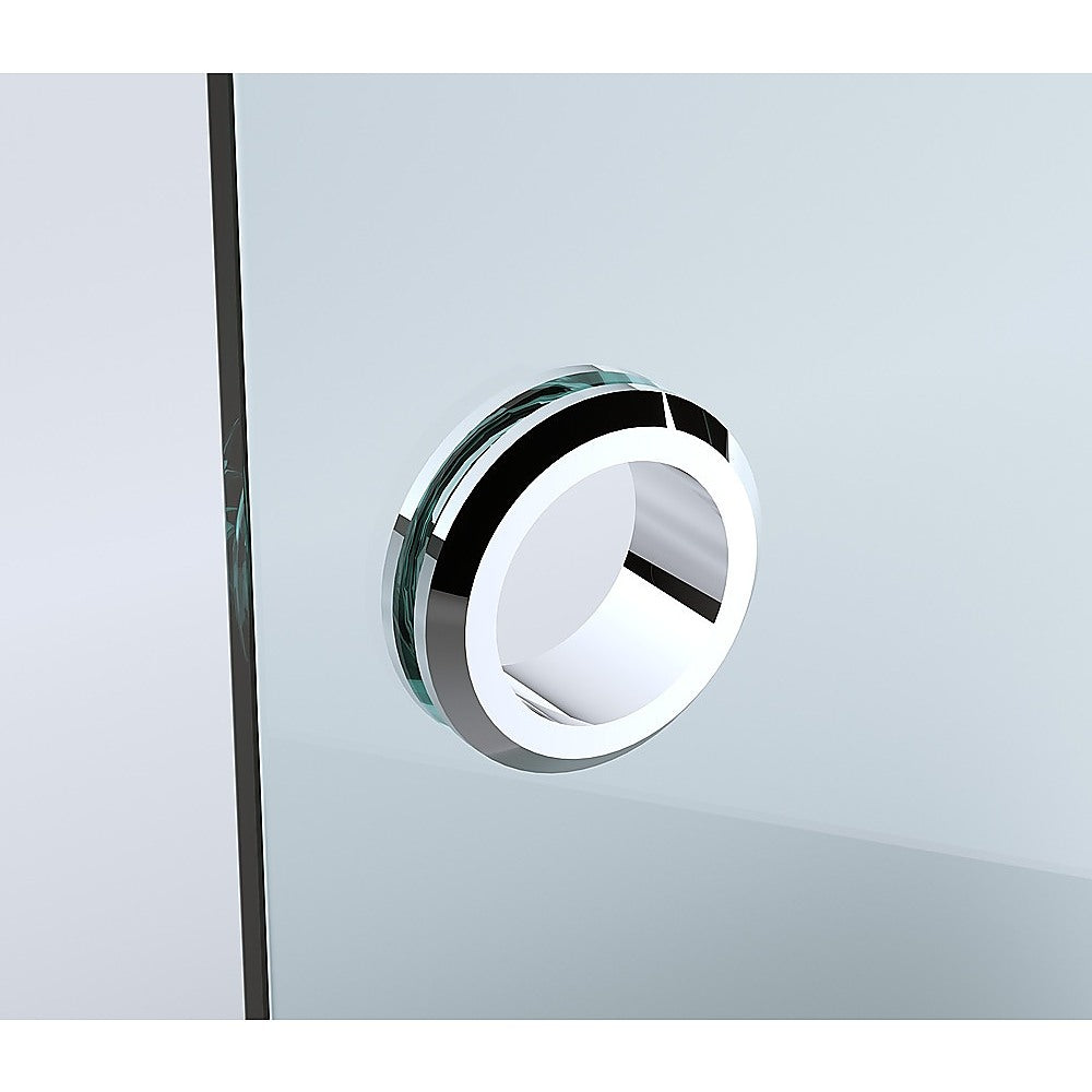 90cm Frameless Diamond Shower Screen with Chrome Channels and Brass Hinges