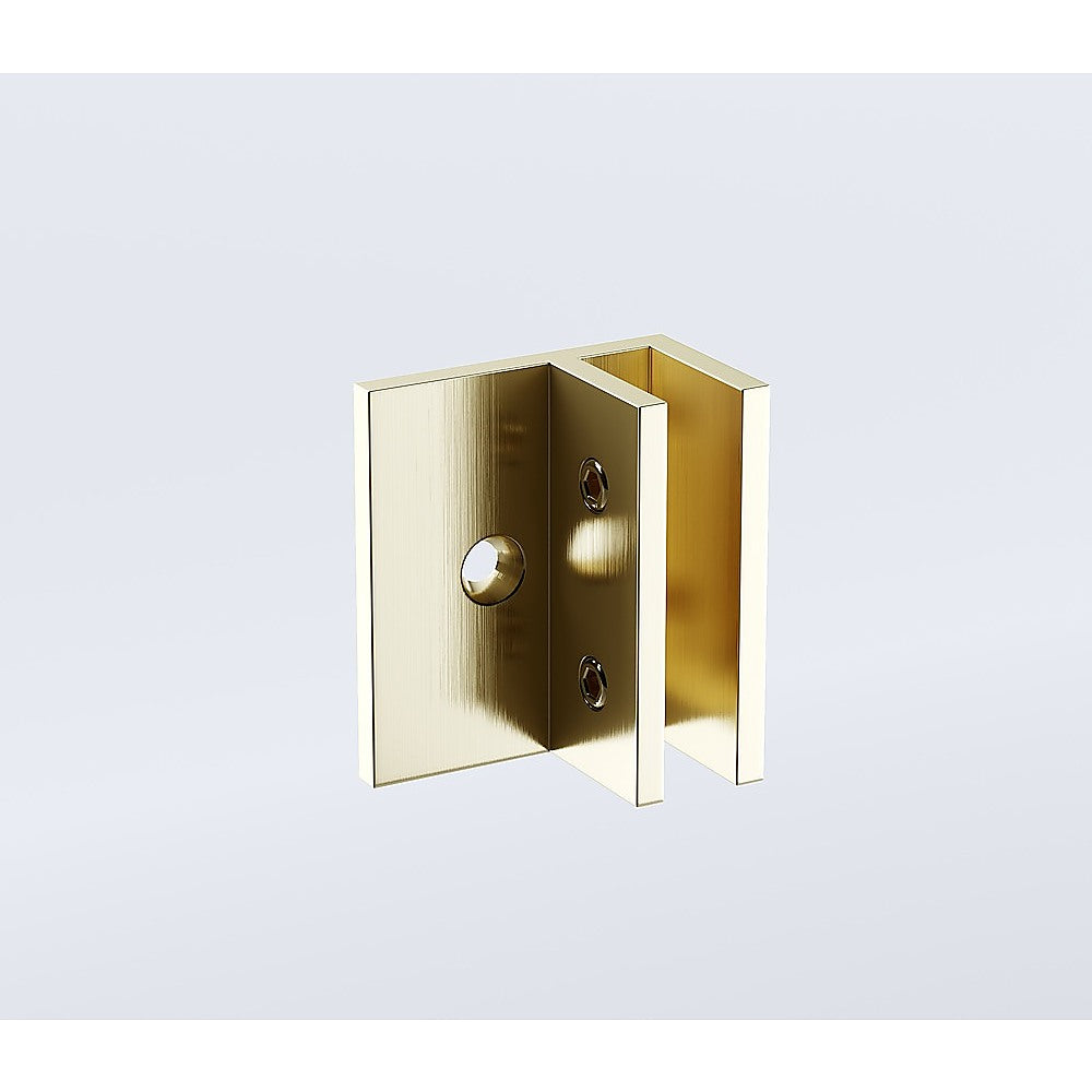 110cm Wall-to-Wall Frameless Shower Screen with Gold Brackets, SS Hinges & F-Brackets and Floor F-Bracket