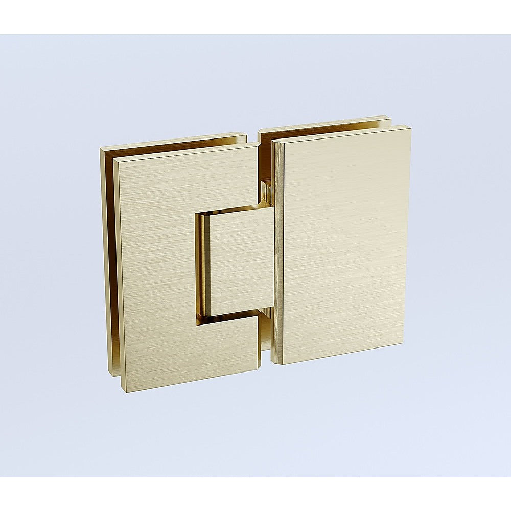 90x90cm Corner Frameless Shower Screen with Gold Channel and Brass Hinges, Round Handle