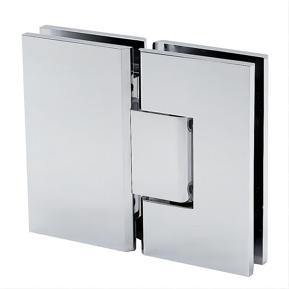 120x80cm Corner Frameless Shower Screen with Chrome Channel and Brass Hinges