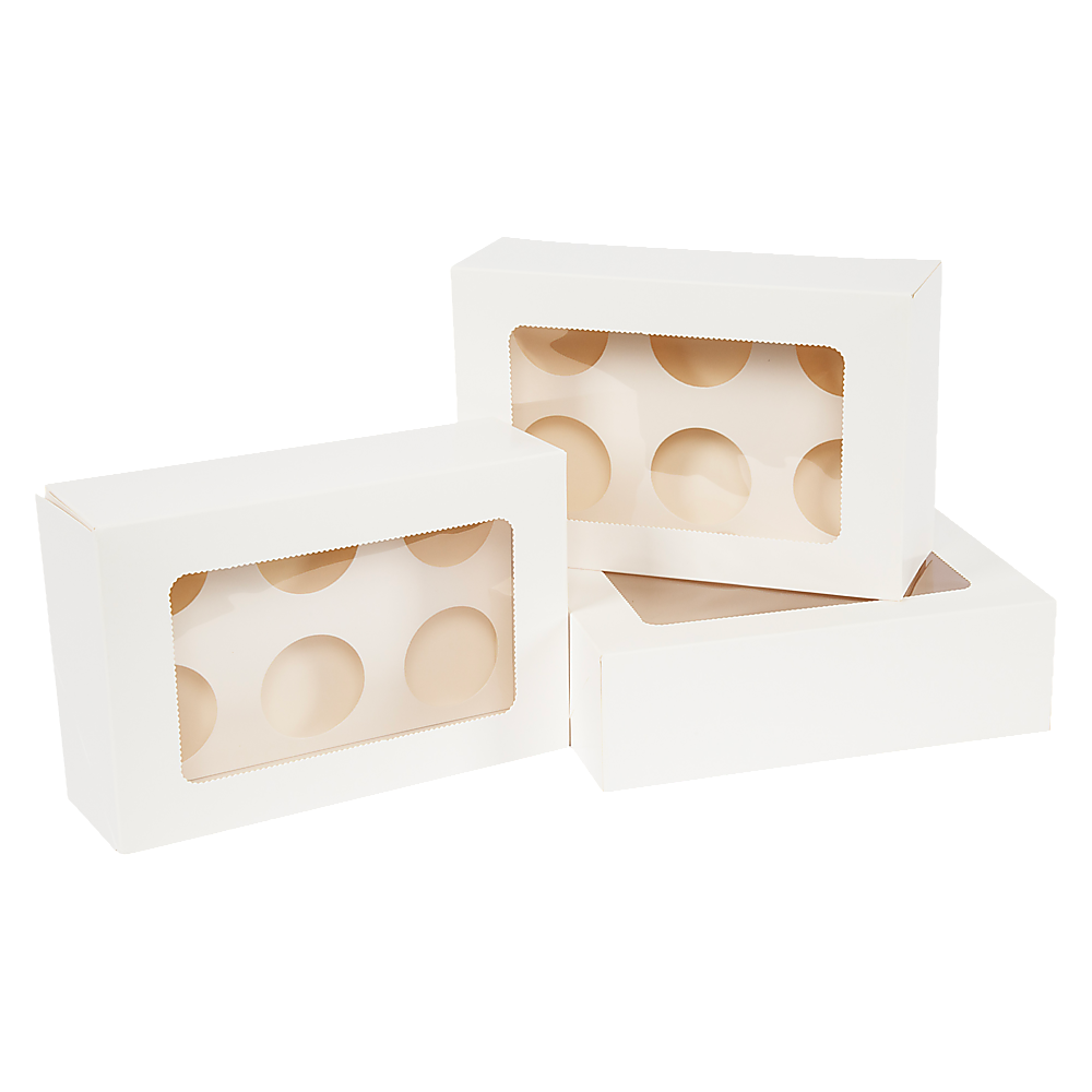 Cupcake Box 6 Holes Window Cake Party Favour 100 Boxes