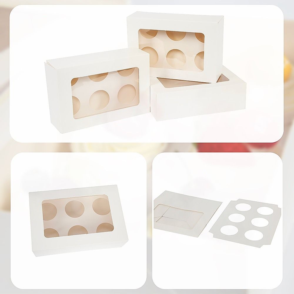 Cupcake Box 6 Holes Window Cake Party Favour 100 Boxes
