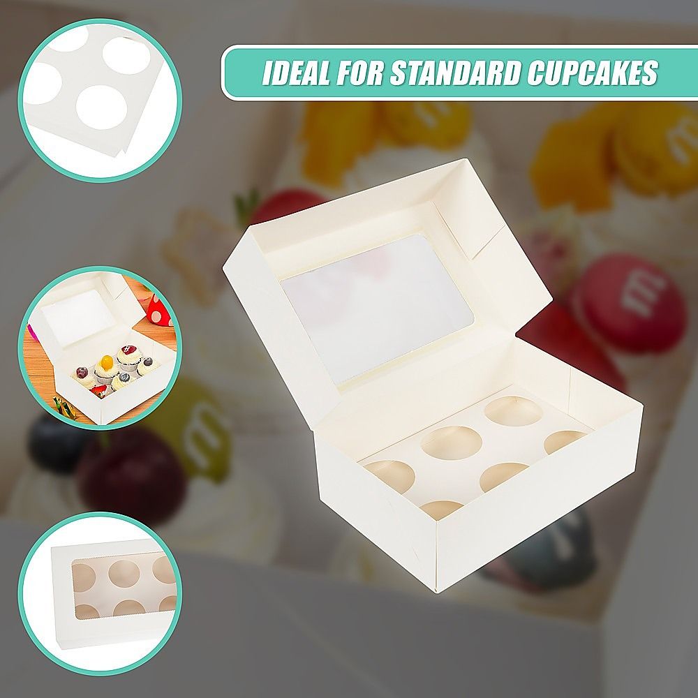 Cupcake Box 6 Holes Window Cake Party Favour 100 Boxes