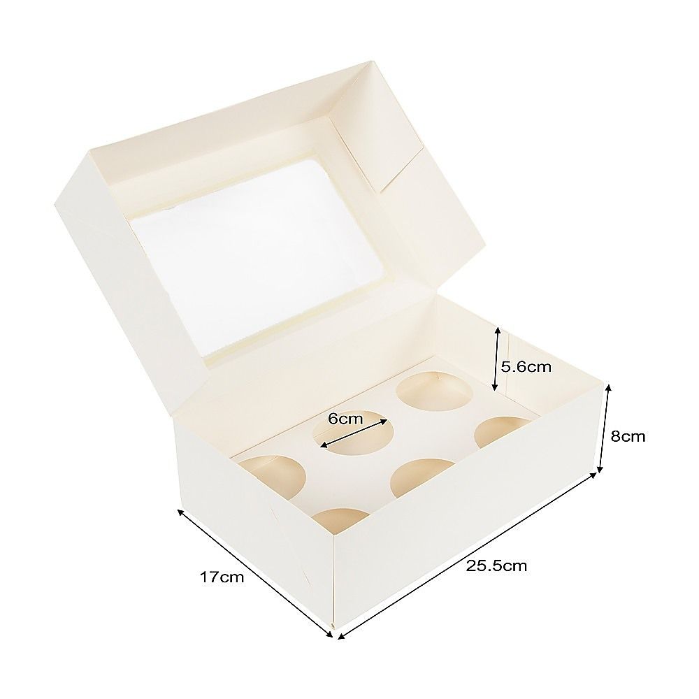 Cupcake Box 6 Holes Window Cake Party Favour 100 Boxes